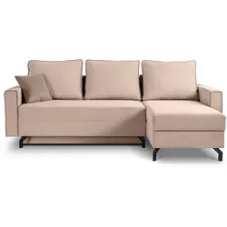 Mid.you Ecksofa Marti in Altrosa, 4-Sitzer - Elegantes Ecksofa Marti in Altrosa, ideal für Ihr Wohnzimmer. Mit praktischer Schlaffunktion und Bettkasten bietet es Komfort und Stil. Maße: 230x148 cm, aus hochwertigem Textil und mit geprüfter Qualität.