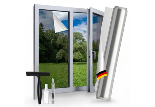 Spiegelfolie Fenster 60 x 200 cm - Selbstklebend und Hitzeschützend - Hochwertige Spiegelfolie für Fenster in der Größe 60 x 200 cm. Bietet effektiven Sichtschutz und schützt vor Hitze, ideal für Innenräume. Einfach anzubringen und pflegeleicht! Perfekt für mehr Privatsphäre und Komfort in Ihrem Zuhause.
