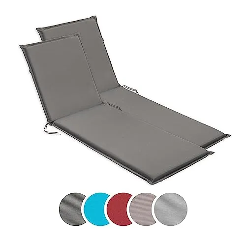 sleepling Gartenliege Auflage 2er Set, 190 x 58 cm, grau - Gartenmöbelauflagen mit 6 cm dicker Komfortschaumfüllung für höchsten Liegekomfort – ideal für entspannte Stunden im Freien. Pflegeleichter Mikrofaserbezug und rutschfeste Befestigung sorgen für optimale Nutzung.