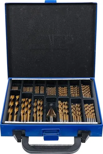 BGS Spiral- und Stufenbohrer-Satz | 119-tlg. | HSS | Titan nitriert - Spiralbohrer-Set mit hochwertiger Titan-Nitrid-Beschichtung für längere Lebensdauer und bessere Leistung, ideal für präzise Bohrarbeiten von 1 bis 10 mm.