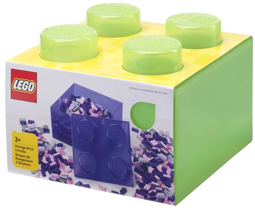 LEGO Aufbewahrungsstein 4 mit Deckel - Translucent Light Green - Praktische und verspielte Aufbewahrungslösung für Kinderzimmer, stapelbar und kompatibel mit der LEGO Kollektion. Das durchsichtige Design ermöglicht schnelle Sichtbarkeit der Inhalte.