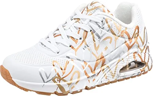 Skechers Damen UNO-metallic Love Sneaker, Weiß, 42 EU - Damen-Sneaker mit flexibler Traktionslaufsohle und stylischem Skechers-Logodetail für optimalen Komfort und modernes Design.