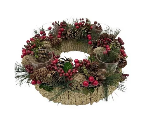 Small-Preis Adventskranz Adventsgesteck mit Zapfen & Beeren – Kranz oder Einzel mit Teelicht