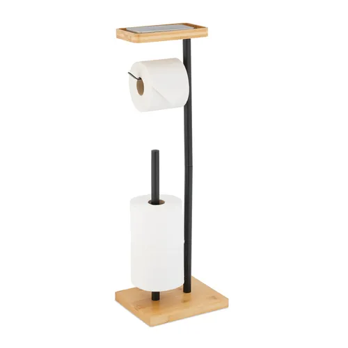 relaxdays Toilettenpapierhalter mit Ablage, schwarz in schwarz von Relaxdays