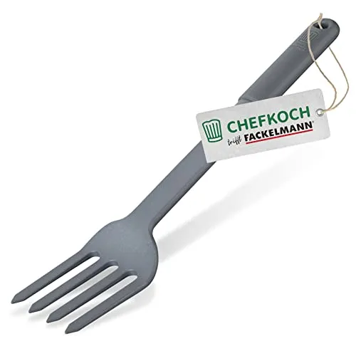 FACKELMANN Chefkoch Multigabel aus Kunststoff – Küchengabel mit ergonomischem Soft-Touch-Griff – Kochgabel geeignet für beschichtete Töpfe und Pfannen – Hitzebeständig und Spülmaschinengeeignet