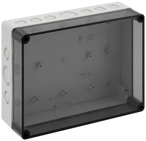 Spelsberg TK PS 2518-8F-TM Leergehäuse - Abzweigkasten mit IP66 Schutzart, ideal für industrielle Anwendungen. Robuste Bauweise aus Polystyrol und transparentem Polycarbonat-Deckel für optimale Sicht.