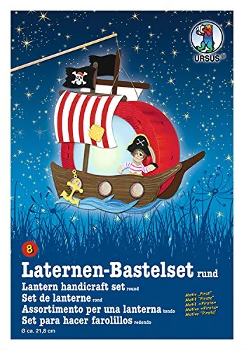 Ursus 18700008 - Laternen Bastelset Pirat, ca. 21,8 x 21 x 10,3 cm, inklusive Vorlagebogen und Bastelanleitung für unvergessliche Bastelstunden mit Kindern