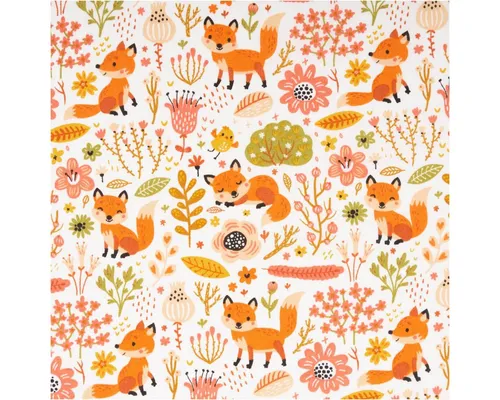 SCHÖNER LEBEN. Stoff Baumwollstoff Füchse Foxy Weiß Orange Meterware 140 cm breit, allergikergeeignet