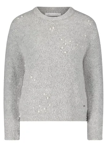 Betty & Co Damen Strickpullover mit Perlen Light Silver Melange,44