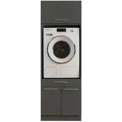 LAUNDREEZY Waschmaschinenschrank mit Schrankaufsatz, Anthrazit - Podeste & Rahmen für Waschmaschinen - TÜV-zertifizierter Schrank mit Softclose-Türen und viel Stauraum, ideal für eine funktionale und stilvolle Lösung in Ihrem Zuhause.