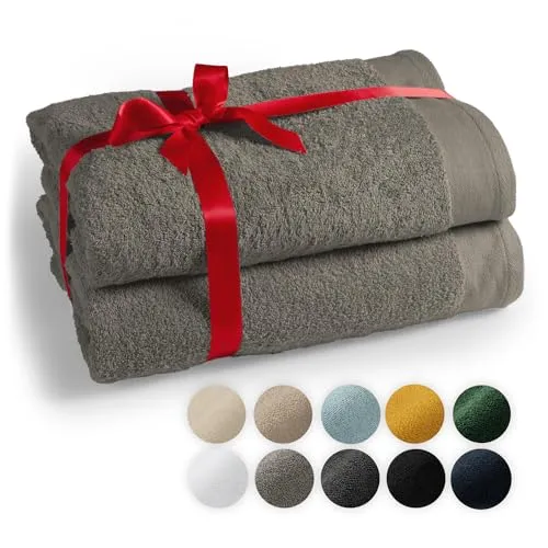 Blumtal Premium 2-TLG. Saunatuch Set 80x200cm - Saunatücher aus 100% Baumwolle, Oeko-TEX zertifiziert, extra weich und saugstark – ideal für Wellness-Tage oder entspannende Saunagänge.