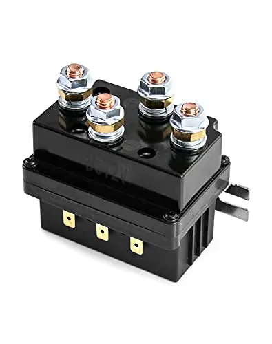 QWORK Solenoid Relay, 12V 500A Winch Relay Solenoid Replacement Contactor for 8000-15000lb ATV UT Winch Control