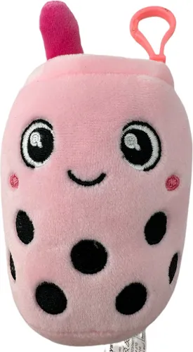 Bubble Tea Plüschtier Boba Kuscheltier Schlüsselanhänger Plüschpuppen Weiche Kuscheltier Tee Weiche Puppe Teetasse Kissen Kinderspielzeug (Rosa, 11 cm)