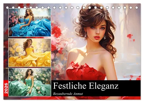 CALVENDO Wandkalender Festliche Eleganz. Bezaubernde Anmut (Tischkalender 2026 DIN A5 quer)