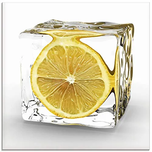 ARTland Glasbild Obst Früchte im Eiswürfel - Poster & Kunstdrucke – Hochwertiges Wandbild aus 4 mm Floatglas, ideal für jede Wand und nachhaltig produziert in Deutschland.