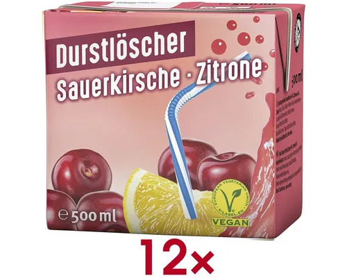 DURSTLOESCHER Softgetränk Sauerkirsch-Zitrone, 12x 500 ml