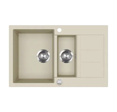 Bergstroem Granitspüle Seattle - Beige Granitspüle mit 2 Spülbecken und Trockenplatz, ideal für effizientes Geschirrspülen in der Küche. Hochwertige Verarbeitung sorgt für Langlebigkeit und ansprechendes Design.