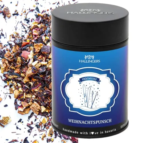 Hallingers Genuss Manufaktur Weihnachtlicher loser Früchte-Tee mit Hibiskus, Zimt & Hagebutte Geschenk zu Advent & Weihnachten|Made in Bayern