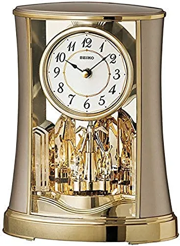 Seiko Tischuhr Motion gold Kunststoff Drehpendel QXN227G - Elegante Tischuhr mit Drehpendel, 26,7 x 20,7 x 11,7 cm, ideal für jedes Zuhause oder Büro, zeitloses Design für Unisex.