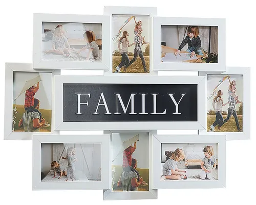 Kobolo Bilderrahmen Collage Family für 8 Bilder - Wand- & Tischbilderrahmen aus Holz in Weiß, ideal für 8 Bilder (10x15cm) im Hoch- und Querformat, bringt modernes Ambiente in Ihr Zuhause.