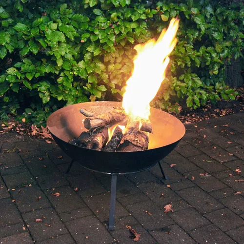 Transportable Feuerschale aus Eisen, schwarz