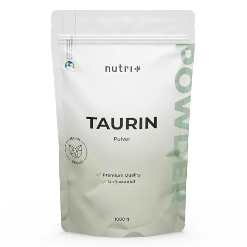 Nutri + Taurin Pulver 1 kg - hochdosiert + vegan - pflanzlich durch Fermentation - reines Taurine Powder 1000 g Premiumqualität natürlich ohne Zusatz