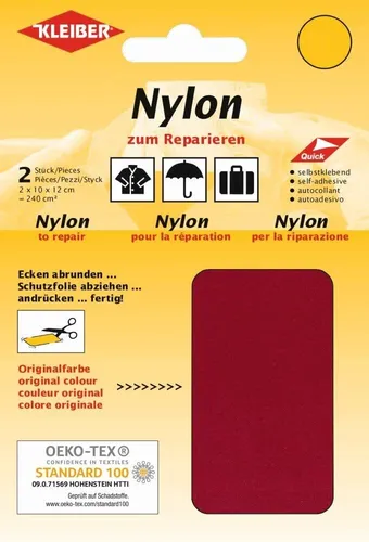 KLEIBER Nylon-Flicken selbstklebend dunkelrot 2 Stück