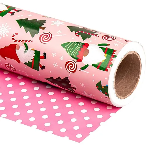 Wendbares Weihnachtsgeschenkpapier Mini-Rolle 43,2x10m rot grün rosa