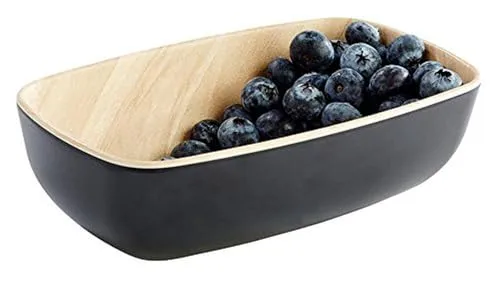 APS 84556 GN 1/9 Schale FRIDA, 17,6 x 10,8 cm, Höhe 5,5 cm, Melamin, schwarz/Holzoptik