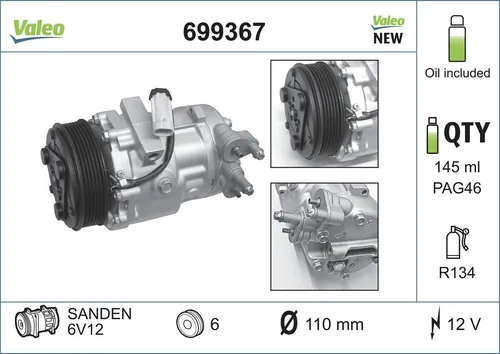 Valeo Kompressor für Klimaanlage VALEO CORE-FLEX 699367