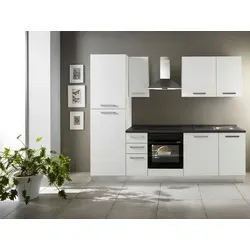 Produktbild Mid.you Küchenblock Belluna, Weiß, Holzwerkstoff, 3 Schublade(n) Schubladen, seitenverkehrt montierbar, nur wie online abgebildet bestellbar, 255x216x60 cm, Made in Italy, vormontierter Korpus, Küchen, Küchenzeilen & Küchenblöcke, Küchenzeilen mit Geräten