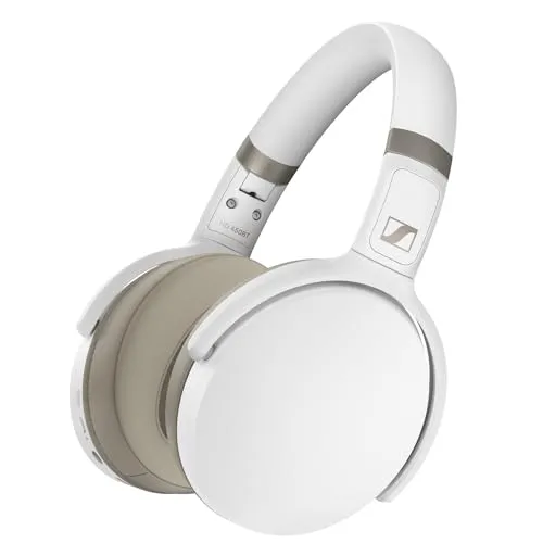 Sennheiser HD 450BT Wireless-Over-Ear-Kopfhörer mit aktiver Noise Cancellation, Sprachsteuerung und langer Batterielebensdauer, Weiß
