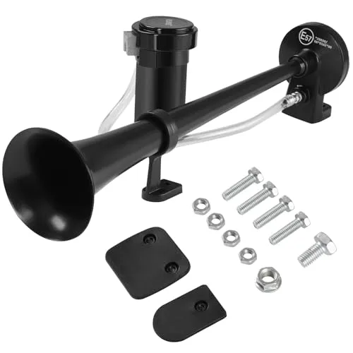 Rupse Hupe Luft Horn Kit, Lufthorn Drucklufthorn auto Horn mit Kompressor für 12V PKW LKW Booten Motorrädern (Einzelrohr Schwarz)