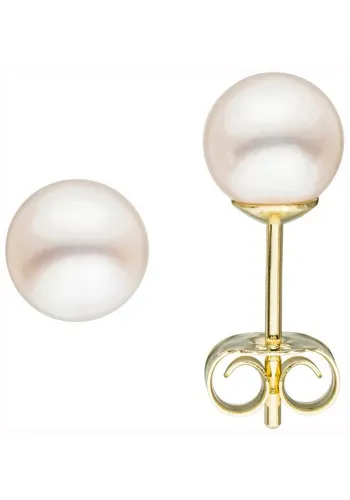 JOBO Paar Ohrstecker, 585 Gold mit Akoya-Zuchtperlen 6 mm