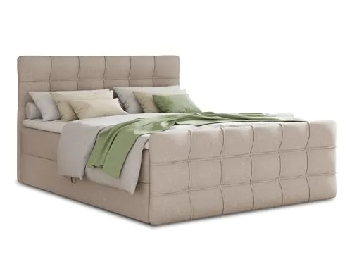 Boxspringbett Best Lux 160x200 cm - Doppelbett mit zwei Bettkästen und luxuriöser Bonell-Matratze, inklusive Topper für optimalen Schlafkomfort. Ideal für stilvolle Schlafzimmer.