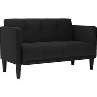 vidaXL Zweisitzer-Sofa Schwarz 111 cm - Elegantes 2-Sitzer-Sofa aus strapazierfähigem Polyester, ideal für gemütliche Stunden im Wohnzimmer. Komfortable Polsterung mit Schaumstoff und Feder für langanhaltende Unterstützung.