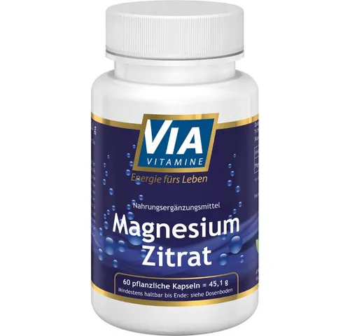 Via Vitamine Magnesiumzitrat, schneller wirksam, vegane Kapseln, 45,1 g