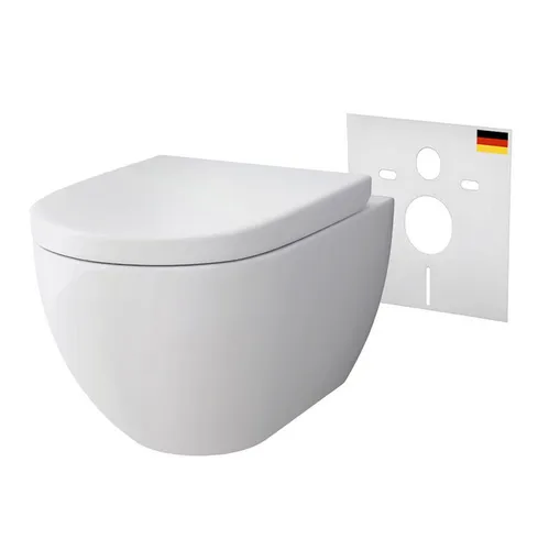 Alpenberger Tiefspül-WC Dusch WC mit Bidet Funktion - Wandmontage - WC-Becken mit Soft-Close und wassersparender, spülrandloser Technik, ideal für modernes Badezimmerdesign.