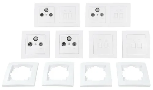 McPower Flair Multimedia Schalter und Steckdosen Set 18-teilig - Steckdosen & Zubehör, modernes Design in Weiß, ideal für Multimedia-Anwendungen im Innenraum.