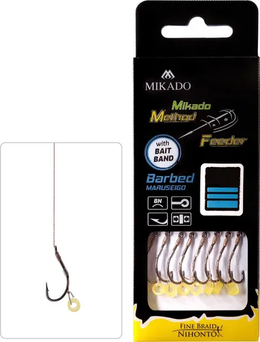MIKADO METHOD FEEDER Rig mit Gummi Haken Widerhaken 8 St #4 0,16mm/10cmMFB211G-4