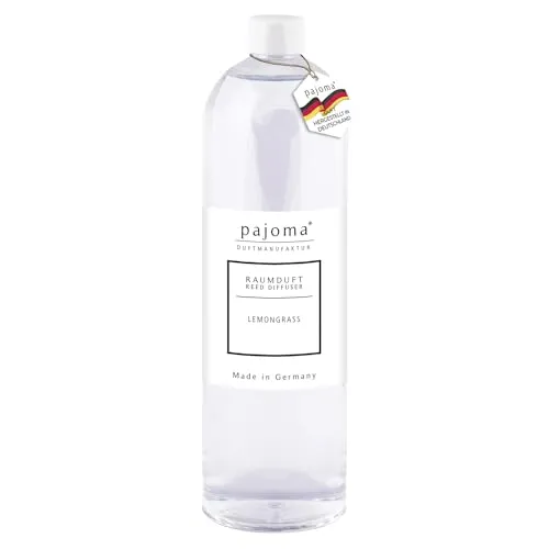 pajoma® Raumduft Nachfüllflasche 1000 ml, Lemongras - Hochwertiger Lufterfrischer - Aromatherapie mit 1000 ml Lemongras Raumduft, der eine erfrischende Atmosphäre schafft und aus nachhaltiger Produktion in Deutschland stammt.