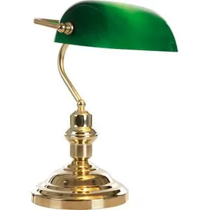 Nostalgie Antik Retro Bankerlampe - Globo Antique grün 2491 - Tischleuchte im antiken Stil mit grünem Glas-Schirm, ideal für Büro und heimischen Schreibtisch, schafft eine entspannte Bibliotheksatmosphäre.