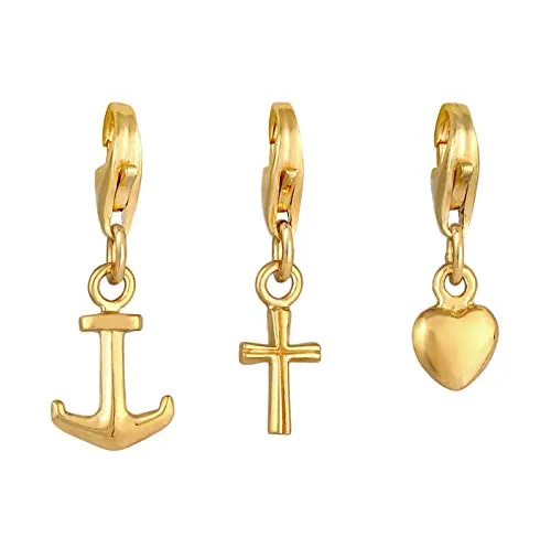 Nenalina Kreuz Anker und Herz Charm Anhänger aus 925 Sterling Silber - Eleganter Charm Anhänger aus hochwertigem 925er Sterlingsilber mit Karabinerverschluss, perfekt für Bettelarmbänder und als Geschenk für besondere Anlässe.