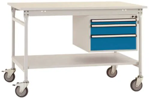 Manuflex BB5361.0002 Komplett-Beistelltisch BASIS mobil mit Melamin-Platte + Gehäuse-Unterbau, BxTxH: 1000 x 800 x 850mm