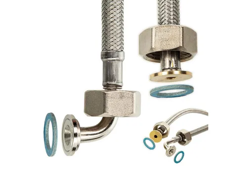Tecuro - Trinkwasser Zulaufschlauch Ig Mit Bogen 90° X Ig - Ktw-a- Dvgw 3/8 X 3/8 X 1500 Mm