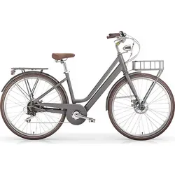MBM Elektro-Citybike LA RUE 2.0, matt gray - E-Bike mit schickem Retro-Design und leichtem Rahmen, ideal für Stadtfahrten und Ausflüge, vollintegrierter Akku für eine elegante Optik.