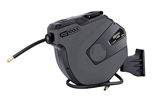 KS Tools 515.3470 515.3470 Luft- und Wassertrommel 3/8 Zoll mit Schlauch Ø 10 mm, Anschluss 1/4 Zoll - 15 m, Grau