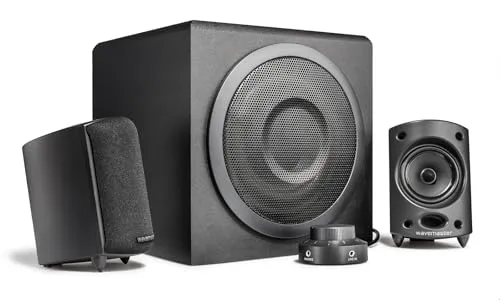 Wavemaster MOODY 2.1 Lautsprecher System – 65 Watt Aktiv-Boxen für TV, Tablet, Smartphone, PC - Lautsprecher-System mit beeindruckendem Klang und 65 Watt RMS Leistung. Ideal für vielseitige Nutzung mit TV, Smartphone oder PC. Integrierte Bedieneinheit und Kopfhörerverstärker für besten Musikgenuss.
