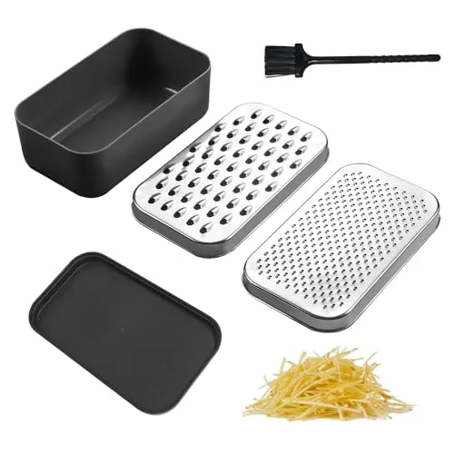 Set Käsereibe Mit 1-Teiliger Bürste, Kastenreibe Mit Behälter Und Deckel, Küchenreibe Aus Edelstahl, Multifunktionaler Zerkleinerer, Schäler Für Gemüse, Obst Und Käse 1