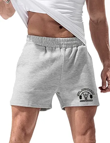palglg Herren Bodybuilding Hosen Kurz mit Tasche Sporthose Baumwolle Laufshorts 5